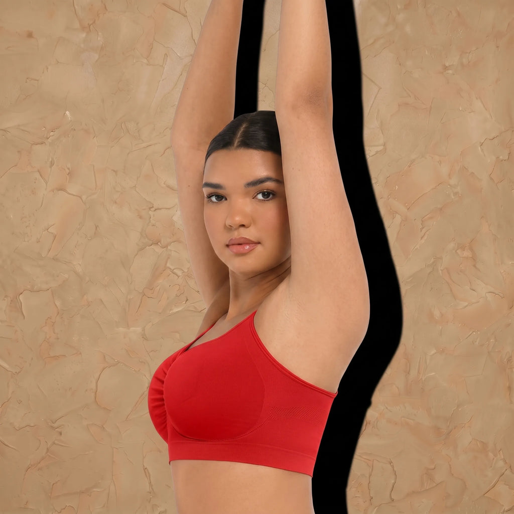 Vellure Paris Soutien Iconique — Premium seamless wire-free bra featuring a ruched front design and adjustable straps for all-day comfort and natural lift.